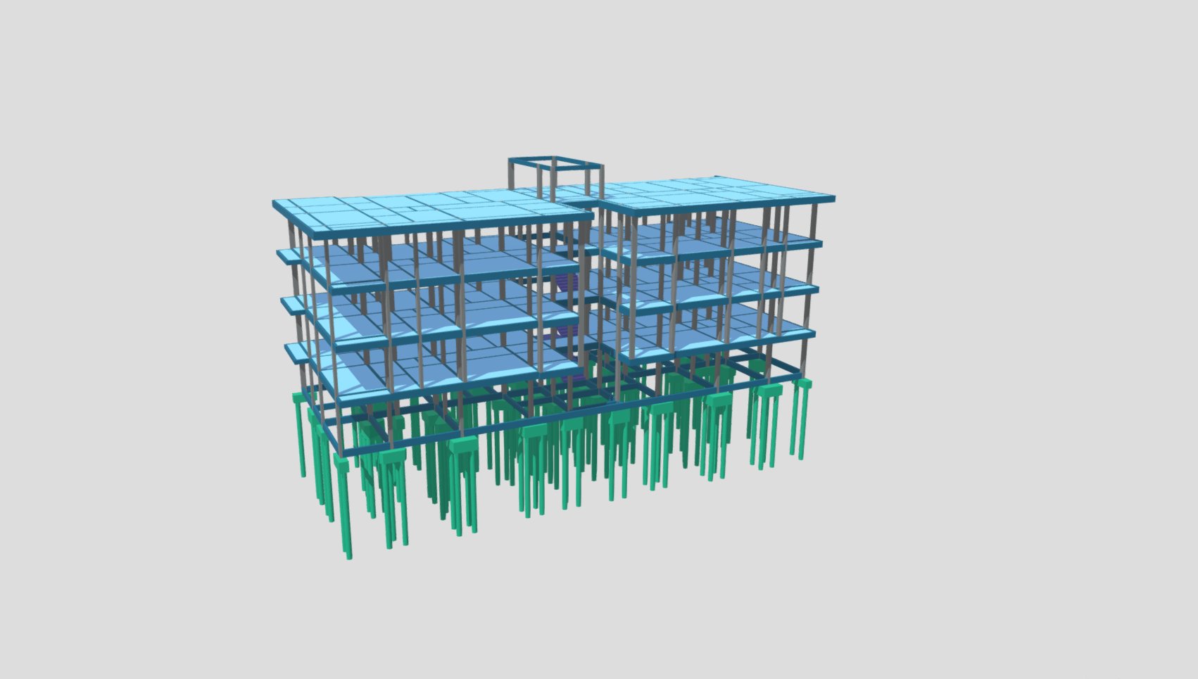 Modelo 3D estrutural - 4 pavimentos